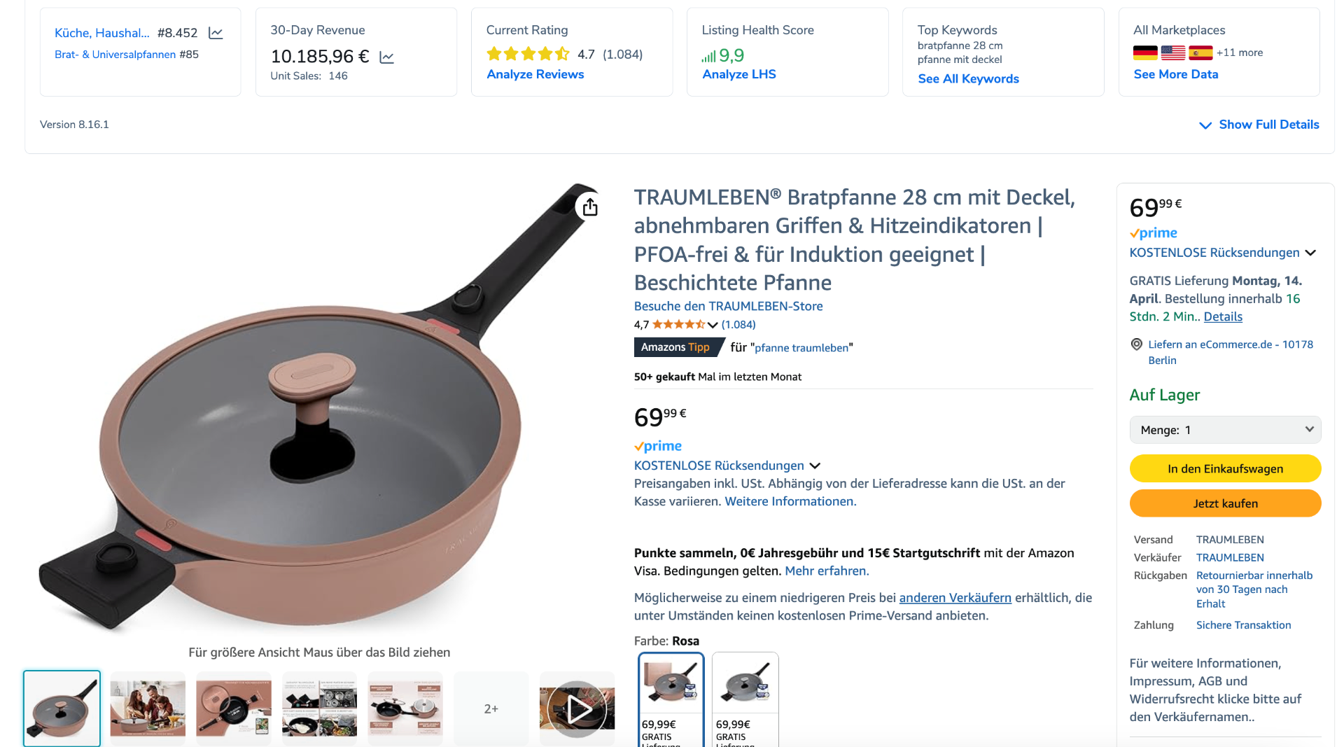 Amazon Listing & Umsatz Beispiel – Brat- & Universalpfannen